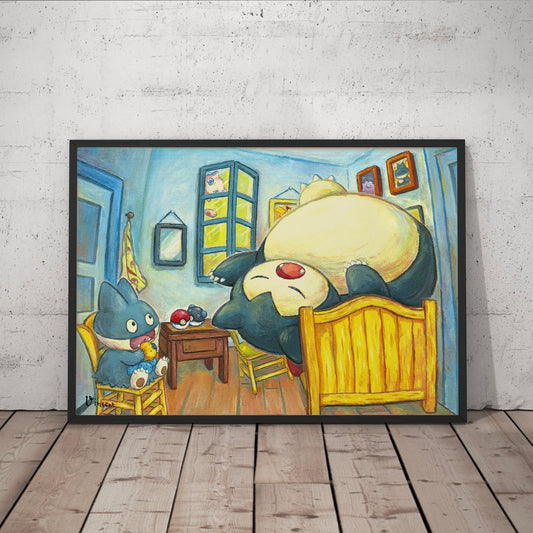 Framed Snorlax Van Gogh Museum poster print. Pokemon, Snorlax, Artwork, Framed, Museum, Poster