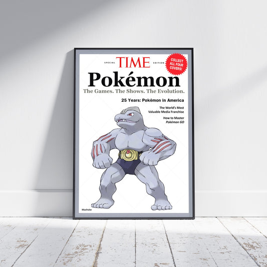 Pokemon Time Magazine Cover Machoke Poster Print - Frame Options