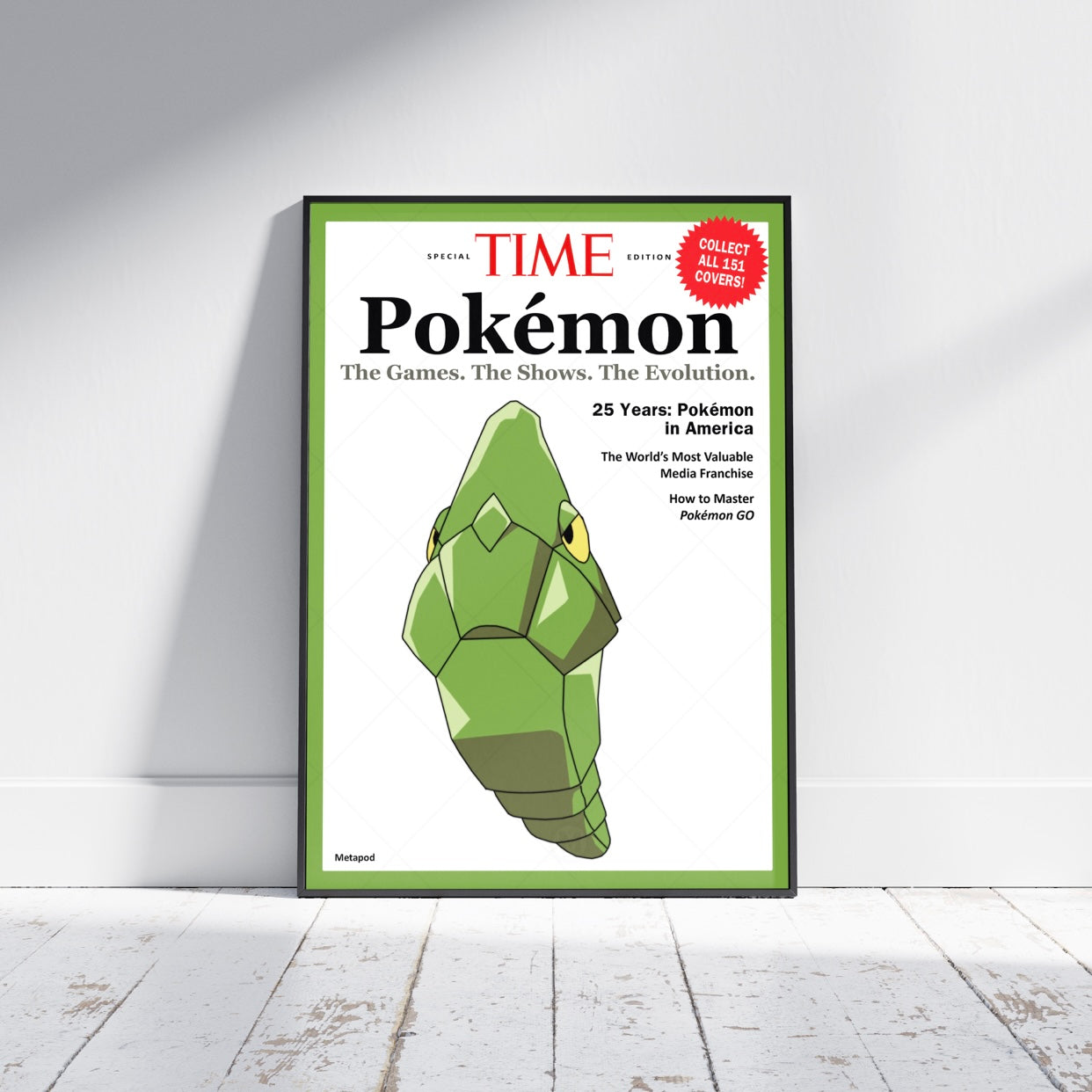 Pokemon Time Magazine Cover Metapod Poster Print - Frame Options