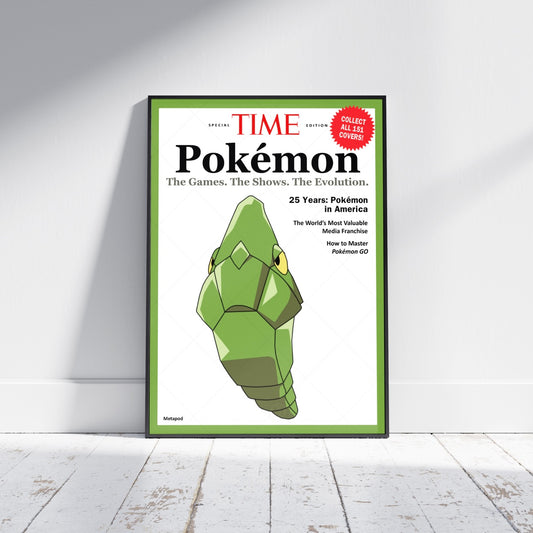 Pokemon Time Magazine Cover Metapod Poster Print - Frame Options