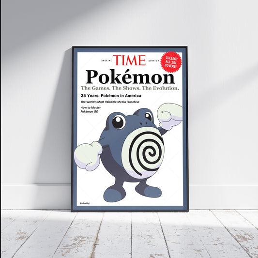 Pokemon Time Magazine Cover Poliwhirl Poster Print - Frame Options