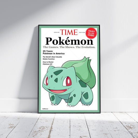 Pokemon Time Magazine Cover Bulbasaur Poster Print - Frame Options