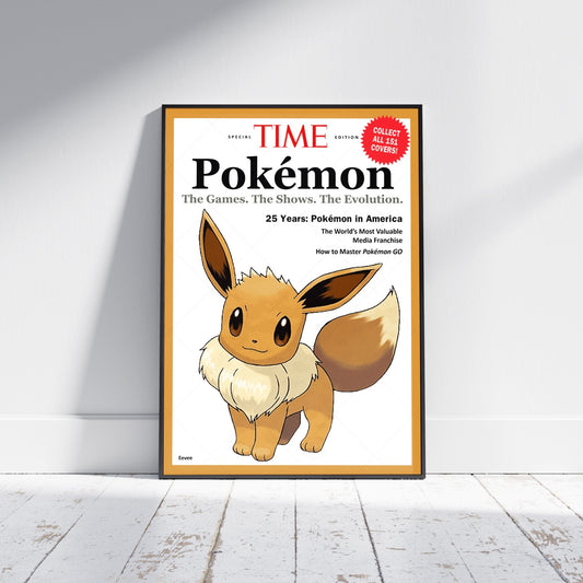 Pokemon Time Magazine Cover Eevee Poster Print - Frame Options