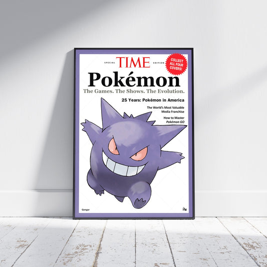 Pokemon Time Magazine Cover Gengar Poster Print - Frame Options