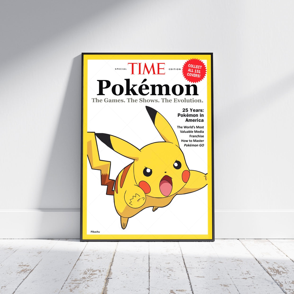 Pokemon Time Magazine Cover Pikachu Poster Print - Frame Options