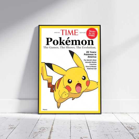 Pokemon Time Magazine Cover Pikachu Poster Print - Frame Options