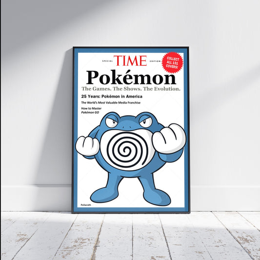 Pokemon Time Magazine Cover Poliwrath Poster Print - Frame Options