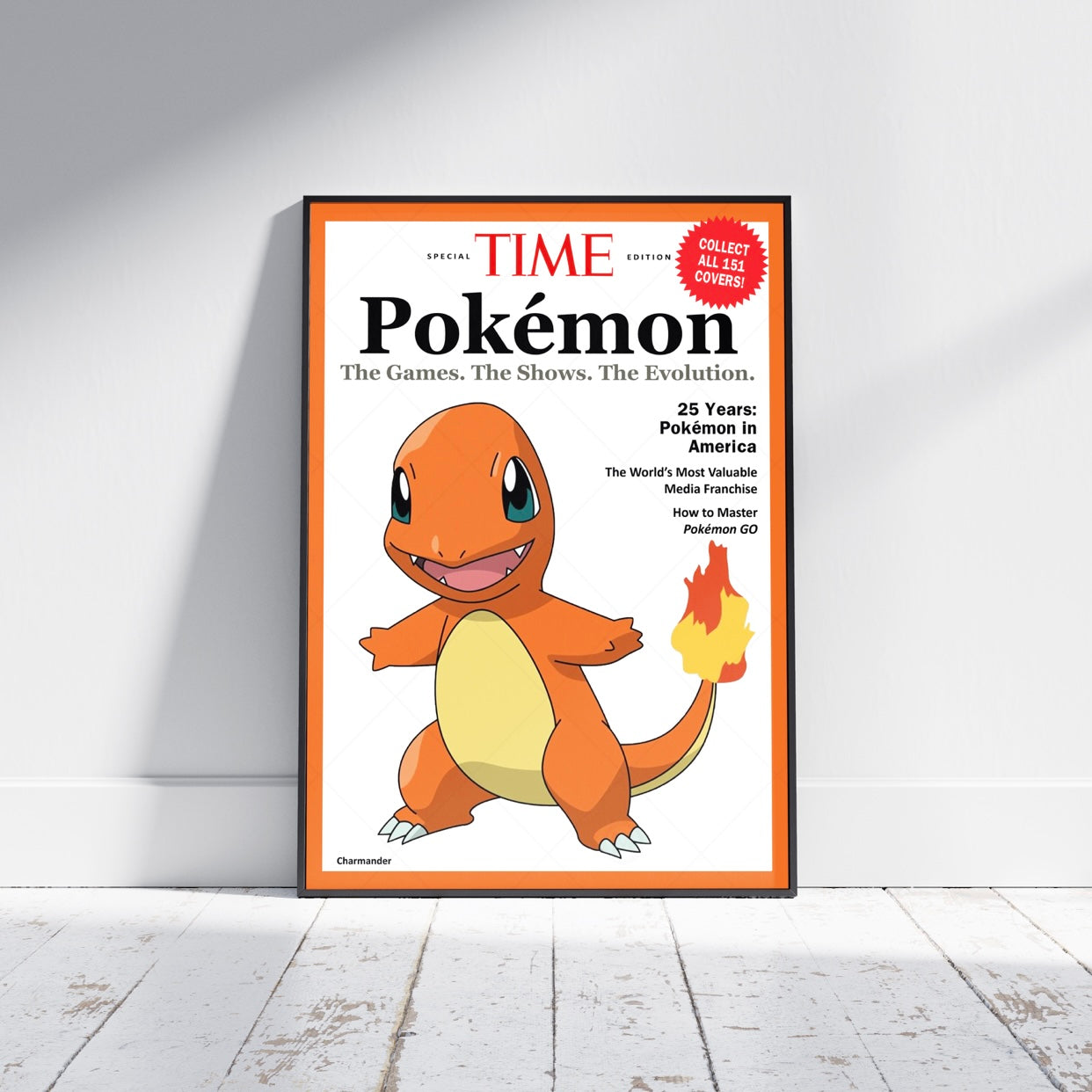 Pokemon Time Magazine Cover Charmander Poster Print - Frame Options