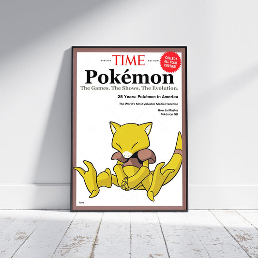 Pokemon Time Magazine Cover Abra Poster Print - Frame Options