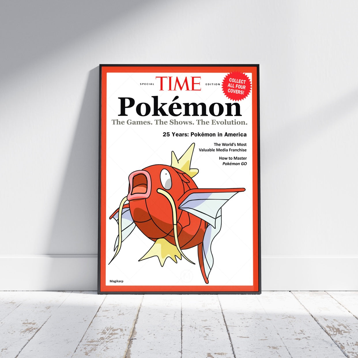 Pokemon Time Magazine Cover Magikarp Poster Print - Frame Options