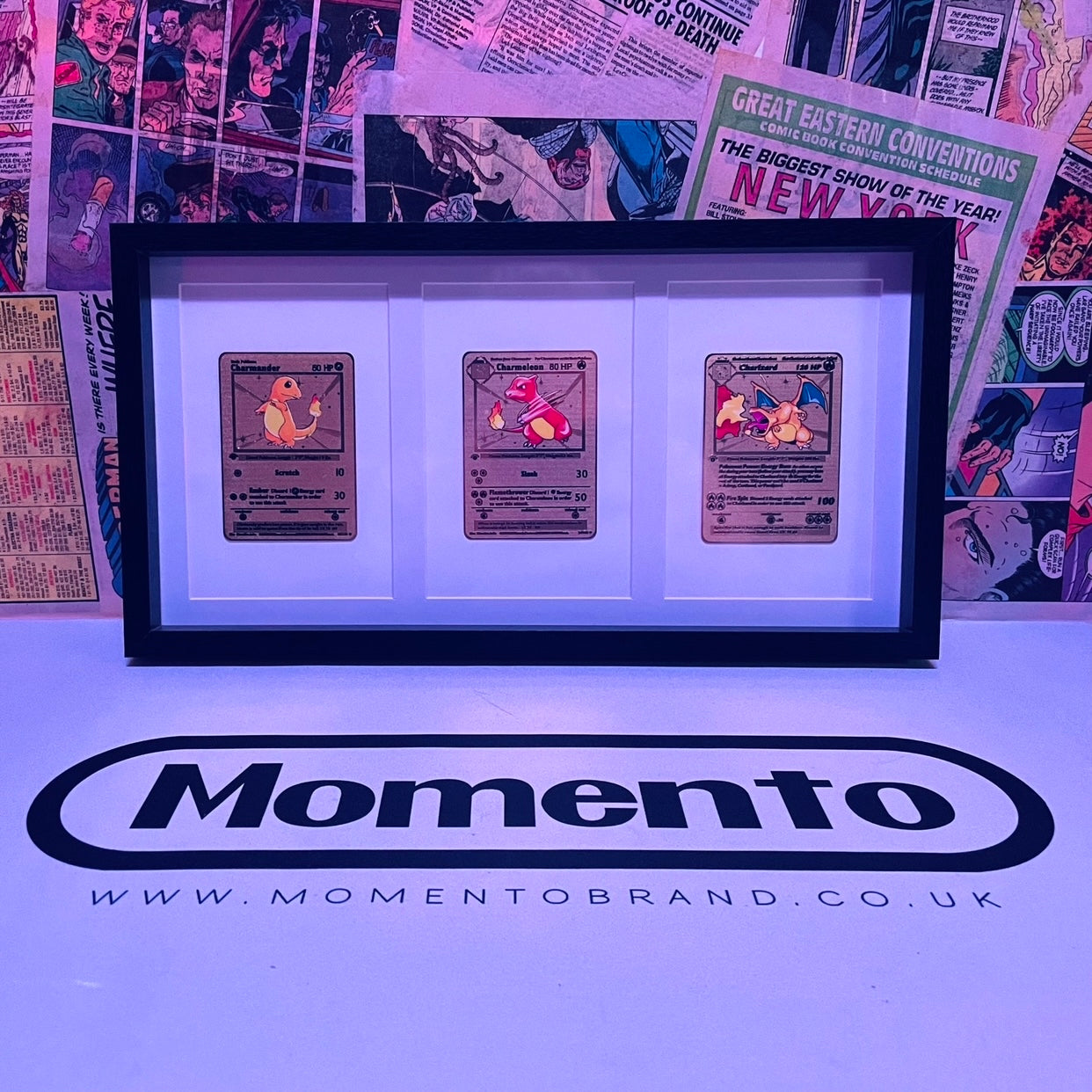 Pokemon Charmander/Charmeleon/Charizard Framed Display, Proxy Cards, TCG, Trading Cards