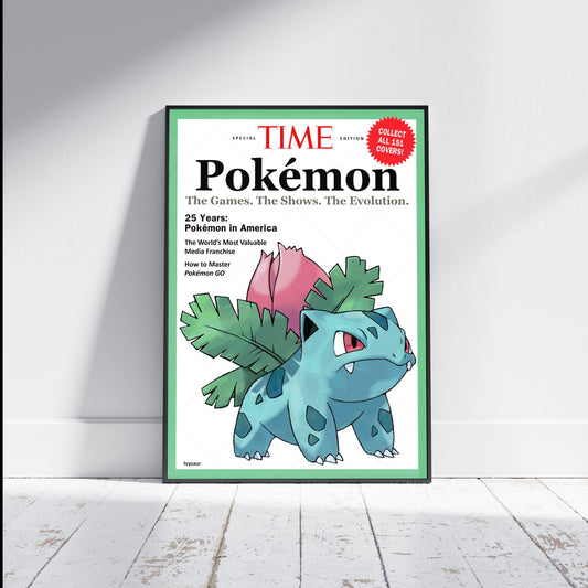 Pokemon Time Magazine Cover Ivysaur Poster Print - Frame Options