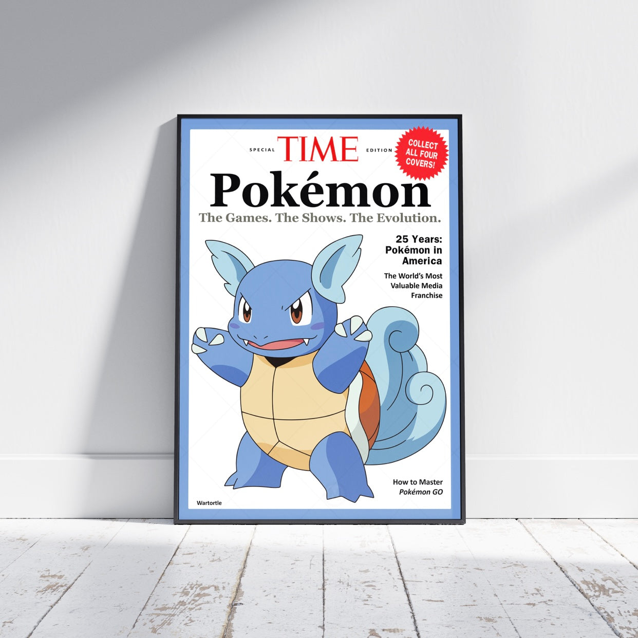 Pokemon Time Magazine Cover Wartortle Poster Print - Frame Options