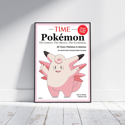 Pokemon Time Magazine Cover Clefable Poster Print - Frame Options