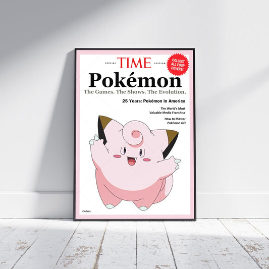 Pokemon Time Magazine Cover Clefsiry Poster Print - Frame Options