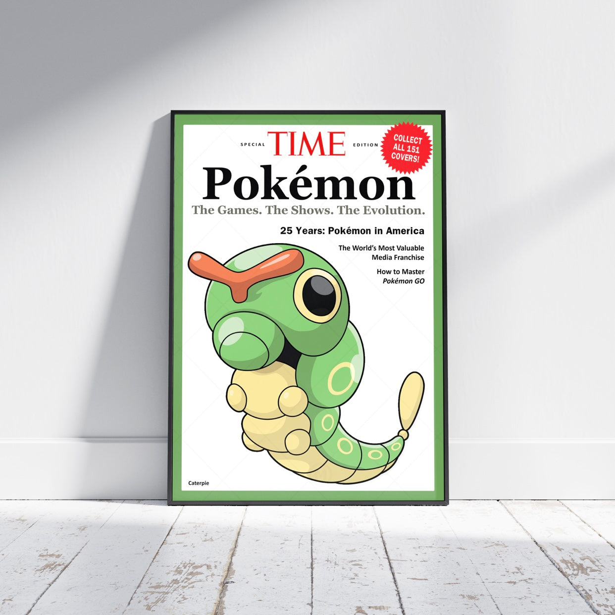 Pokemon Time Magazine Cover Caterpie Poster Print - Frame Options