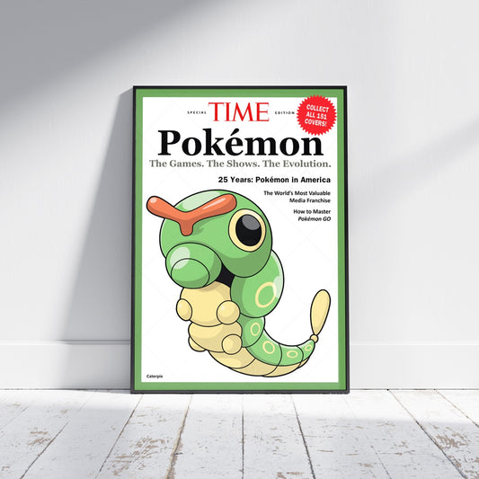 Pokemon Time Magazine Cover Caterpie Poster Print - Frame Options