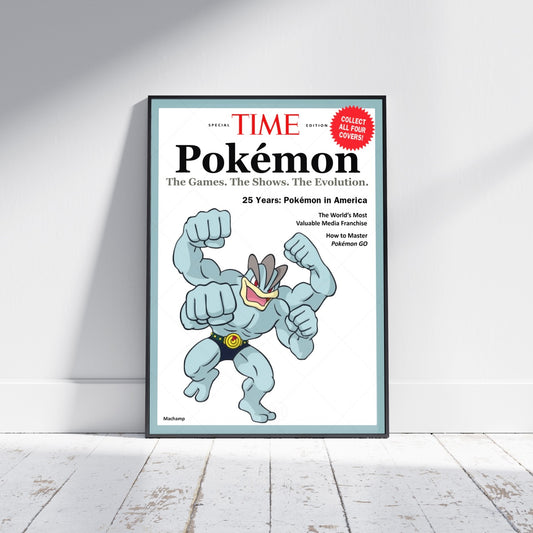 Pokemon Time Magazine Cover Machamp Poster Print - Frame Options