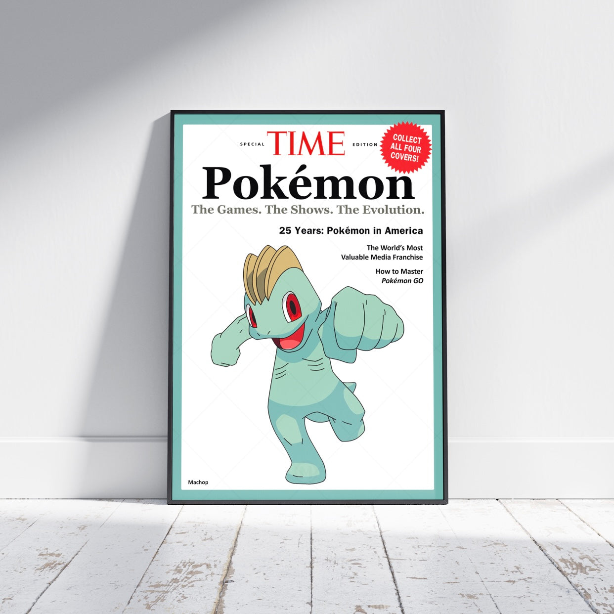 Pokemon Time Magazine Cover Machop Poster Print - Frame Options