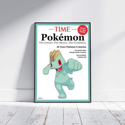 Pokemon Time Magazine Cover Machop Poster Print - Frame Options