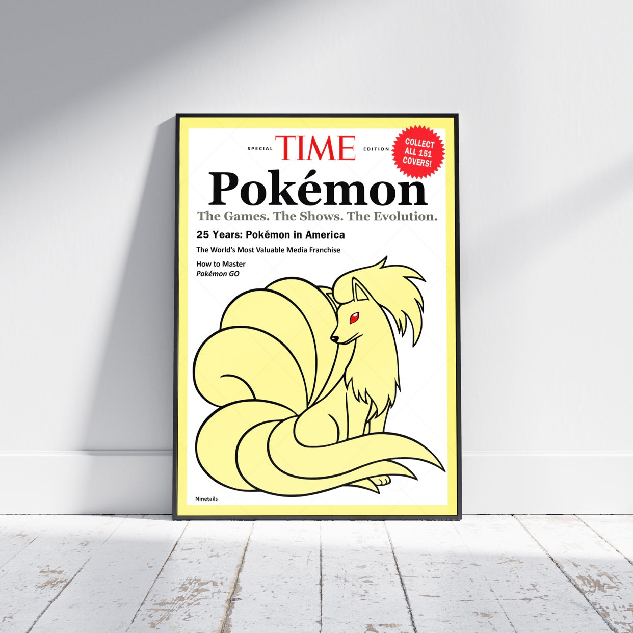 Pokemon Time Magazine Cover Ninetails Poster Print - Frame Options