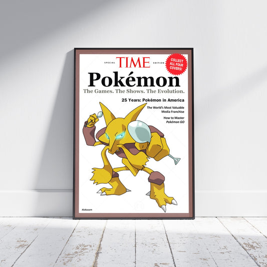 Pokemon Time Magazine Cover Alakazam Poster Print - Frame Options