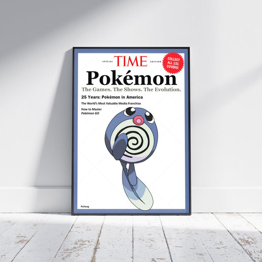 Pokemon Time Magazine Cover Poliwag Poster Print - Frame Options