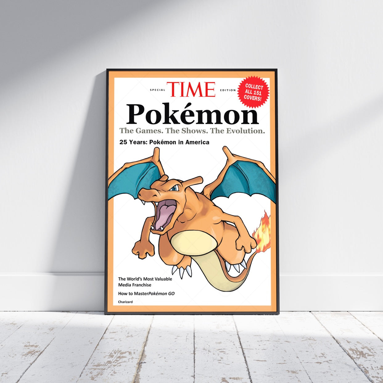 Pokemon Time Magazine Cover Charizard Poster Print - Frame Options