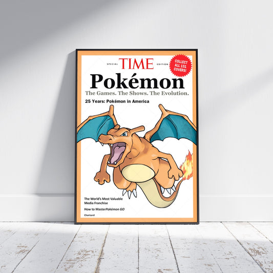 Pokemon Time Magazine Cover Charizard Poster Print - Frame Options