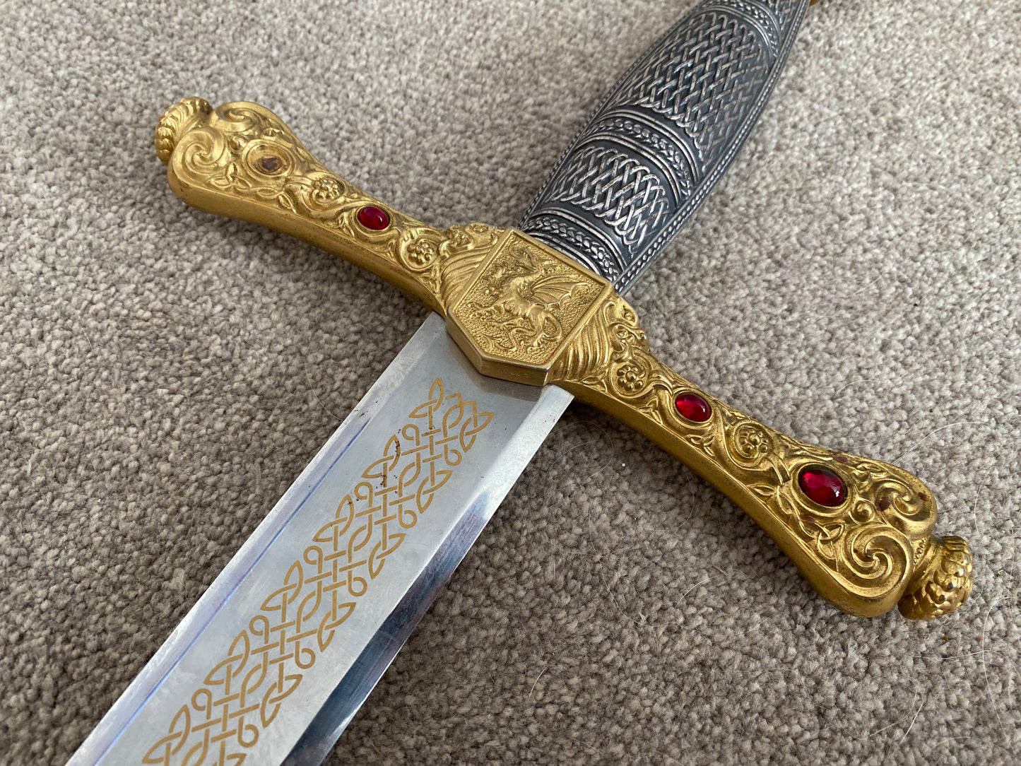 Franklin Mint Excalibur - Replica Sword, King Arthur, Stainless Steel, Gold, Silver, Ornate