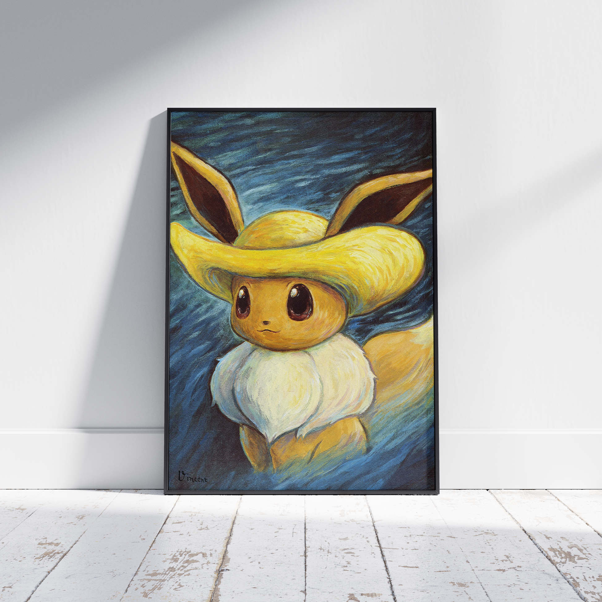 Pokemon Van Gogh Trio Poster prints x3, Pikachu, Eevee, Snorlax, Pokemon, Artwork, Framed, Museum, Poster