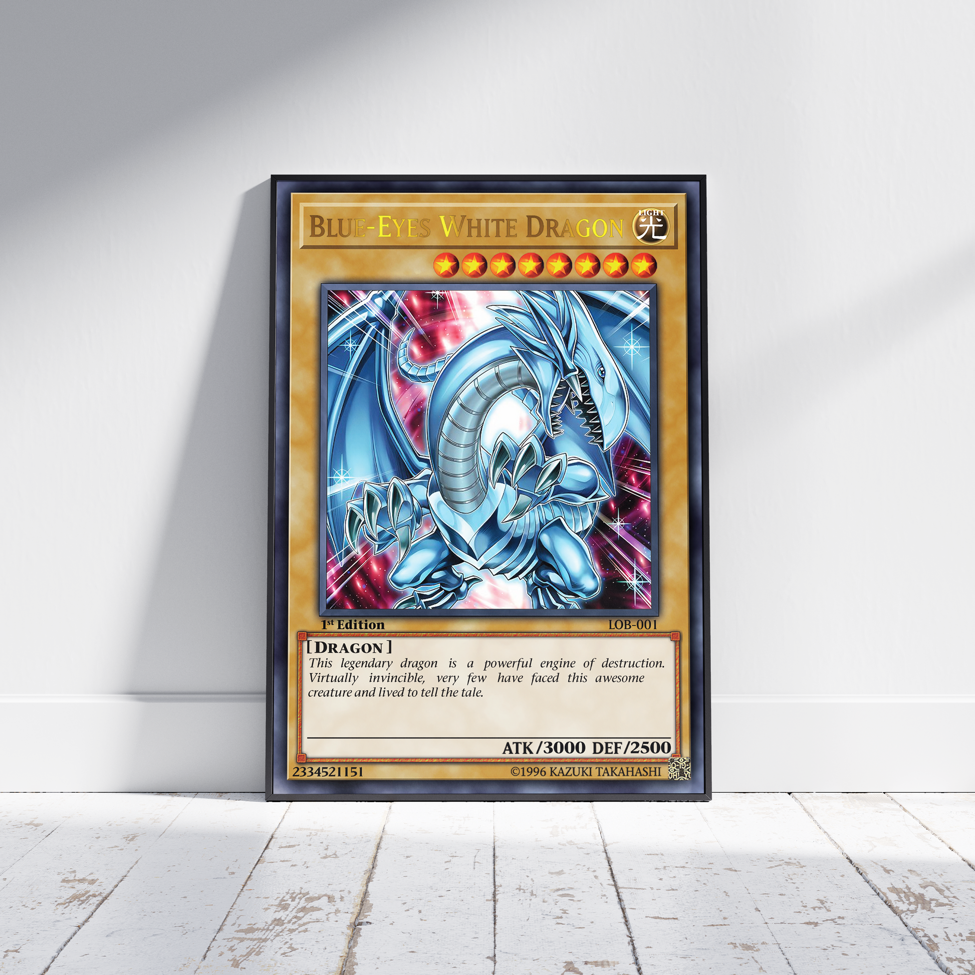 Yu-Gi-Oh! 1st Edition Blue Eyes White Dragon (Legend Of Blue Eyes) Poster Print - Frame Options, Yugioh, TCG, Poster, Dragon