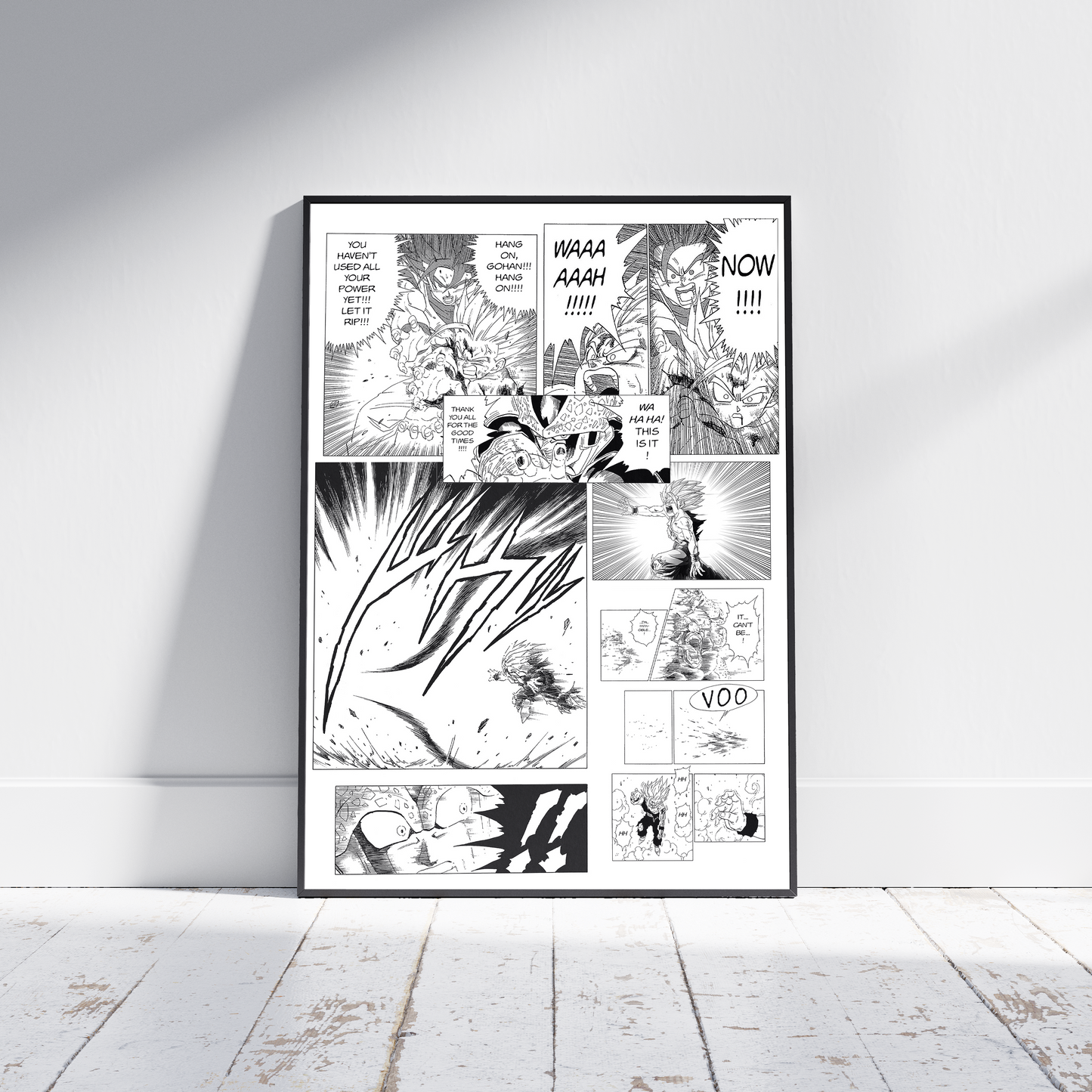 Dragonball z Manga poster print, Gohan, Cell, Manga, Anime, Black and white, DBZ, Comic