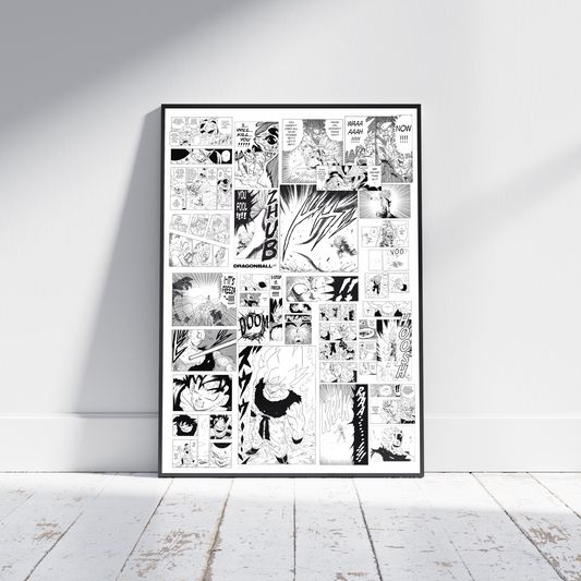 Dragonball z Manga poster print, Gohan transforms, Manga, Anime, Black and white, DBZ, Comic