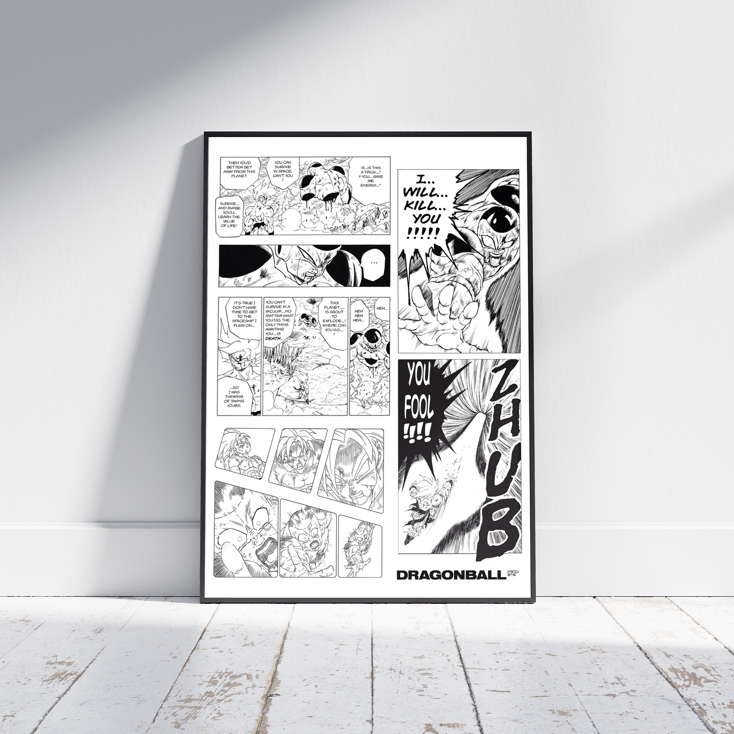 Dragonball z Manga poster print, Freiza, Manga, Anime, Black and white, DBZ, Comic