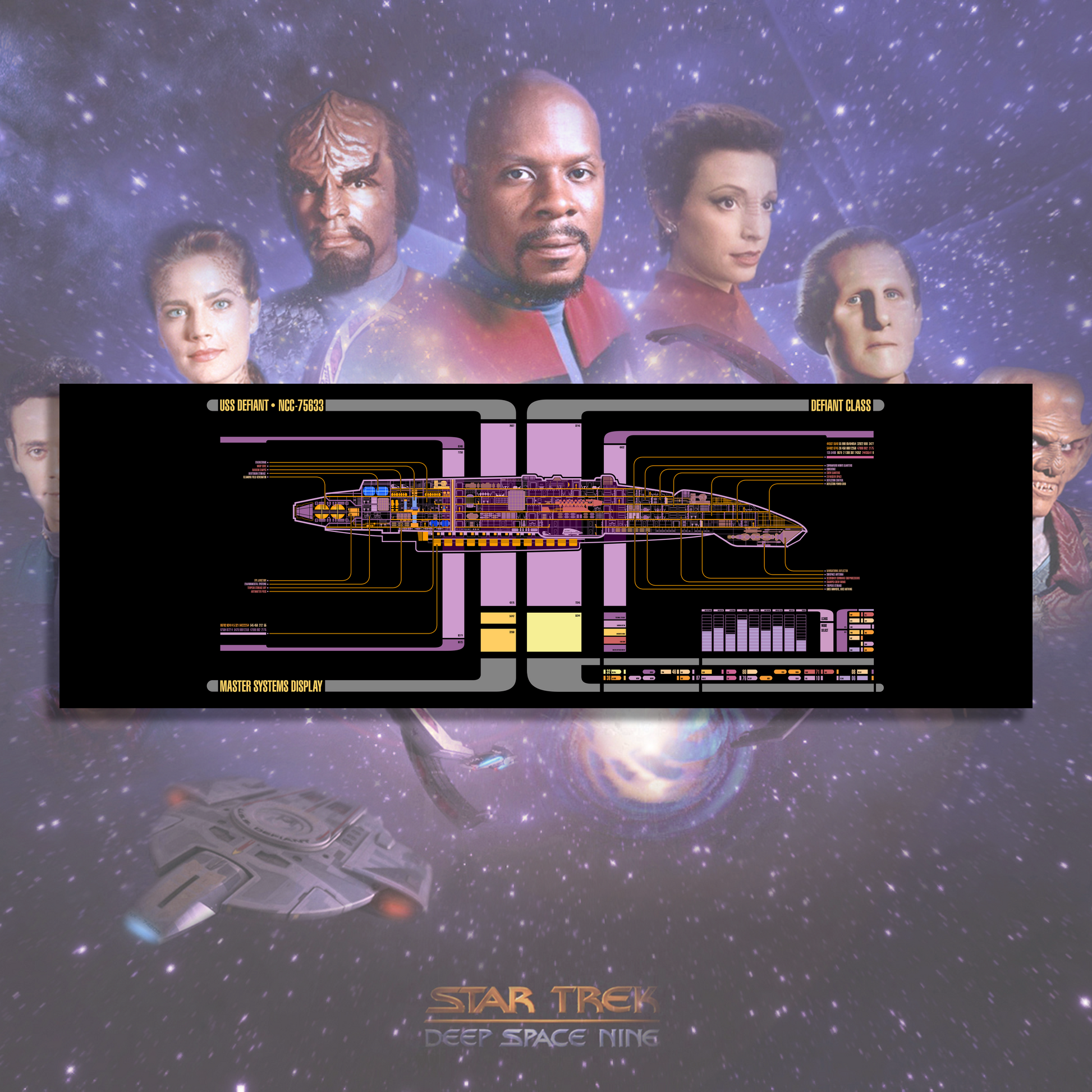 Star Trek DS9 Defiant LCARS Metal Print, Trekkie, Computer