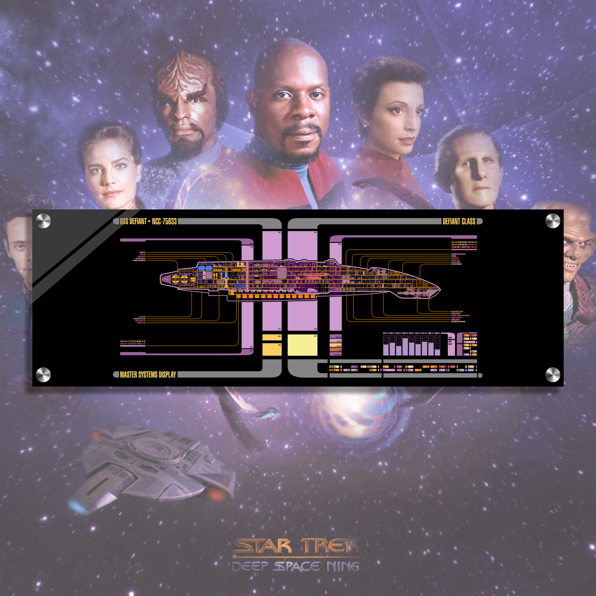 Star Trek DS9 Defiant LCARS Acrylic Print, Trekkie, Computer