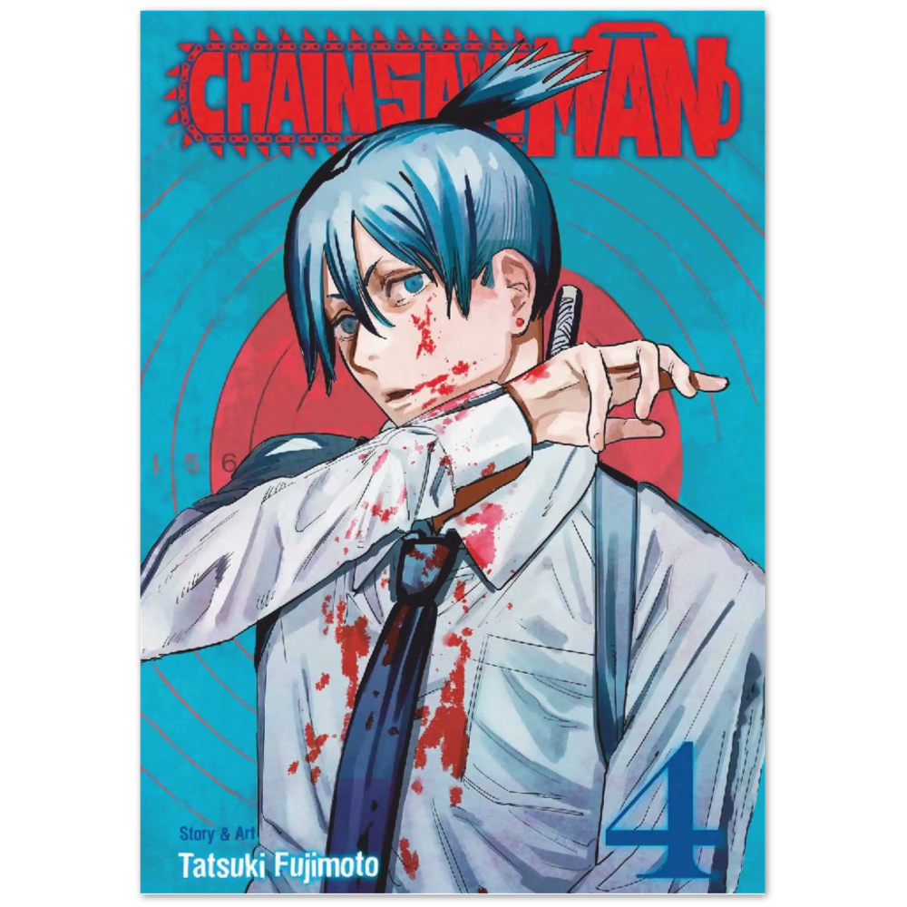 Chainsaw man poster, Chainsawman volume 4, Aki, Anime, Manga, Japanese