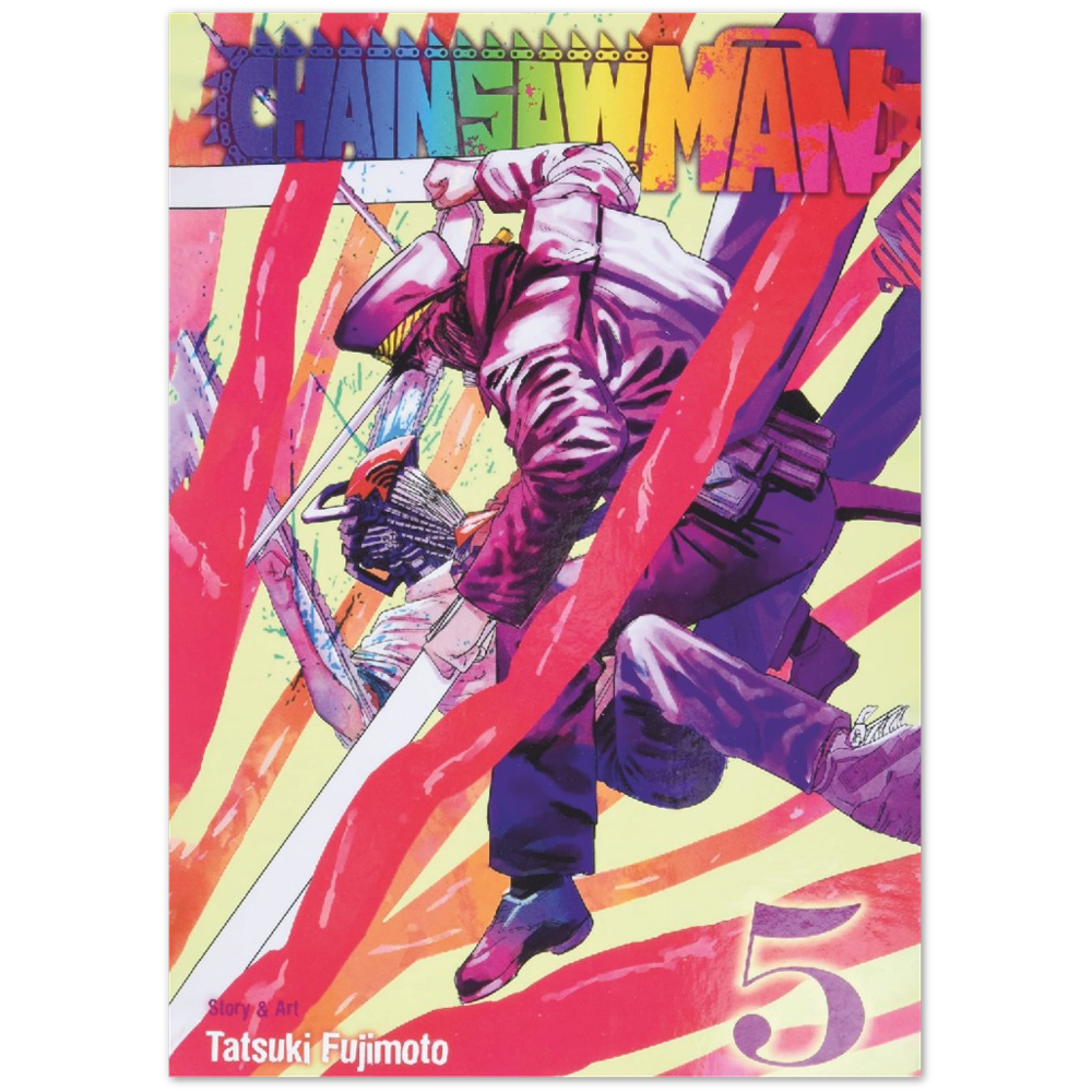 Chainsaw man poster, Chainsawman volume 5, Denji, Katana man, Anime, Manga, Japanese