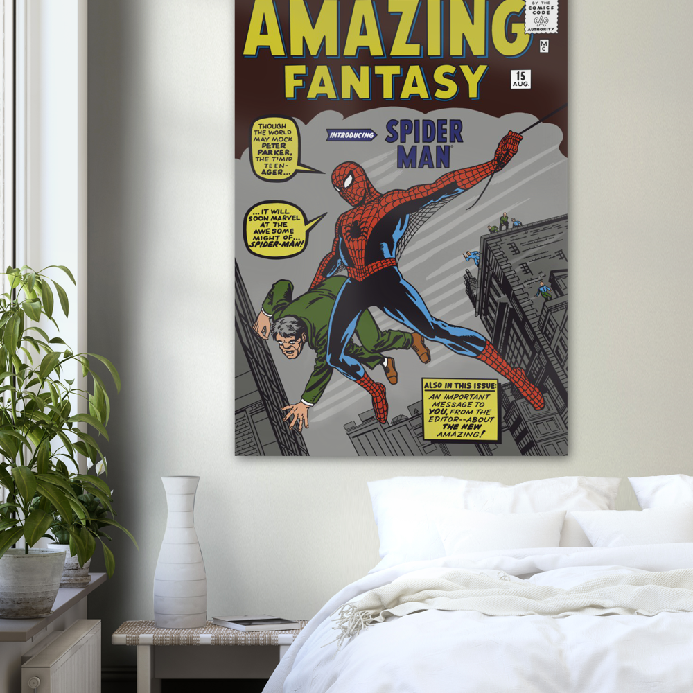 Spiderman Comic issue #1 Remaster Poster Print - Frame Options, Comic, Artwork, Nostalgia, Memories